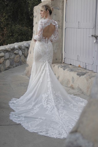 Here & Now Style #9241LM #1 default (IVHY-PL) Ivory Lace & Tulle over Honey Gown w Porcelain Illusion Back thumbnail