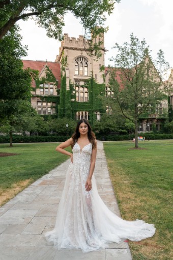 Here & Now Style #D3415 #1 default (IVRM-PL) Ivory Lace & Tulle over Rum Gown w Porcelain Tulle Illusion thumbnail