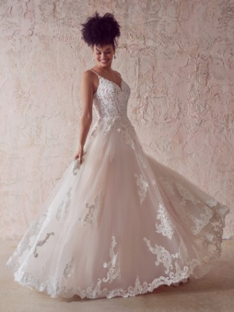Here & Now Style #FLORENCE (22MS904A02 - Plain Tulle) #0 default All Ivory (gown with Ivory Illusion) thumbnail