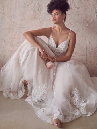 Here & Now Style #FLORENCE (22MS904A02 - Plain Tulle) #1 default All Ivory (gown with Ivory Illusion) thumbnail