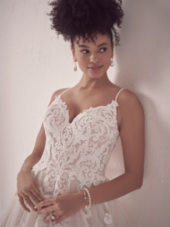 Here & Now Style #FLORENCE (22MS904A02 - Plain Tulle) #3 All Ivory (gown with Ivory Illusion) thumbnail