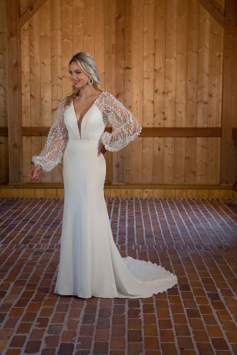 Here & Now Style #D3563 #0 default (IV-PL) Ivory Gown w Porcelain Tulle Plunge thumbnail