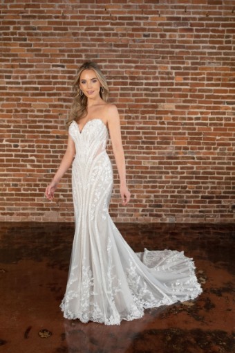 Here & Now Style #D3838 #0 default (IV-LT) IVORY LACE AND TULLE OVER LATTE GOWN (IV-IV) Ivory Lace and Tulle over Ivory Gown thumbnail
