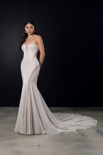 Here & Now Style #1751 #0 default (IVIV-PL) Ivory Lace and Tulle over Ivory Gown w Porcelain Tulle Plunge thumbnail