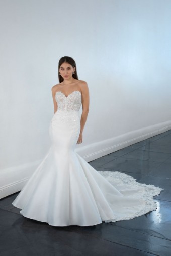 Here & Now Style #1679 (Dress & Sleeves) #2 default (SK-IV) IVORY LACE ON SILK IVORY SILK ZIBELINE GOWN thumbnail