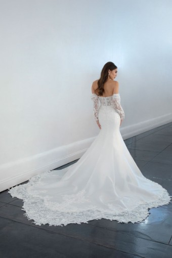 Here & Now Style #1679 (Dress & Sleeves) #1 (SK-IV) IVORY LACE ON SILK IVORY SILK ZIBELINE GOWN thumbnail