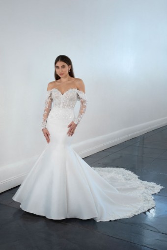 Here & Now Style #1679 (Dress & Sleeves) #0 default (SK-IV) IVORY LACE ON SILK IVORY SILK ZIBELINE GOWN thumbnail