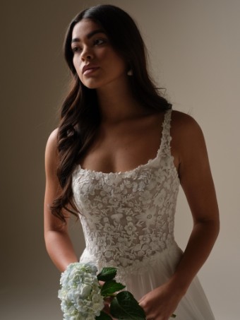 Rebecca Ingram Style #CORY (25RS313B01 - Slit, Lined bodice) #3 All Ivory (gown with Ivory Illusion) thumbnail