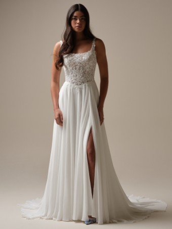 Rebecca Ingram Style #CORY (25RS313B01 - Slit, Lined bodice) #2 All Ivory (gown with Ivory Illusion) thumbnail