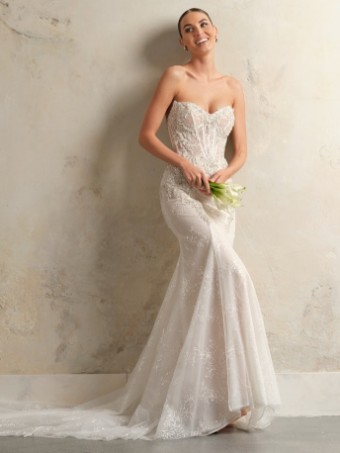 Here & Now Style #ALMUDENA (24SC810A01) #0 default (IVSD) Ivory Lace & Tulle over Sand Gown with Ivory Overskirt thumbnail