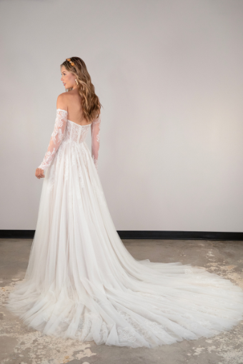 Here & Now Style #D4097 #1 (IV-RM) IVORY LACE AND FRENCH TULLE OVER RUM GOWN thumbnail