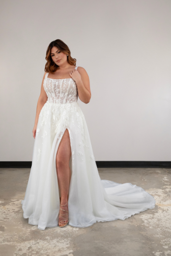 Here & Now Style #D4030 #3 (IV-RUM) IVORY LACE TULLE AND ROYAL ORGANZA OVER RUM GOWN thumbnail