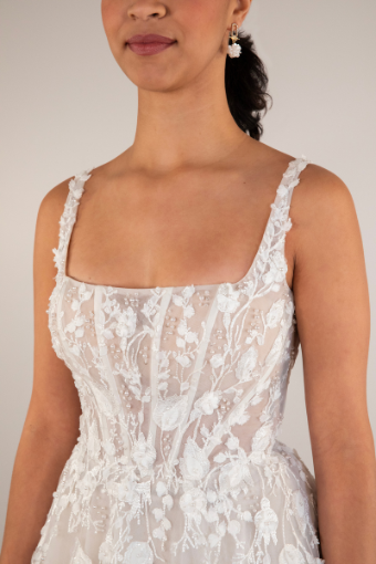 Here & Now Style #D4030 #2 (IV-RUM) IVORY LACE TULLE AND ROYAL ORGANZA OVER RUM GOWN thumbnail