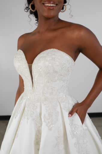 Here & Now Style #D3977 #2 default (IVAL-PL) IVR LACE & TULLE OVER ALM GOWN W PORCELAIN TULLE ILLUSION thumbnail