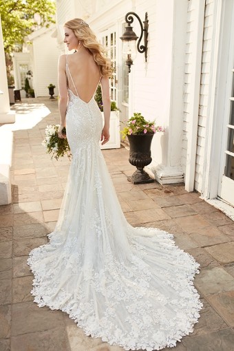 Here & Now Style #1171 #2 (IVAL-PL) IVR LACE & TULLE OVER ALM GOWN W PORCELAIN TULLE ILLUSION thumbnail