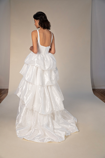 Here & Now Style #LONDON #1 (PI-PL) Pure Ivory Gown w Porcelain Tulle Plunge thumbnail