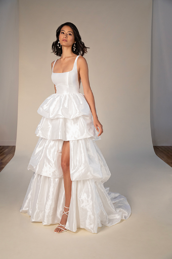 Here & Now Style #LONDON #0 default (PI-PL) Pure Ivory Gown w Porcelain Tulle Plunge thumbnail