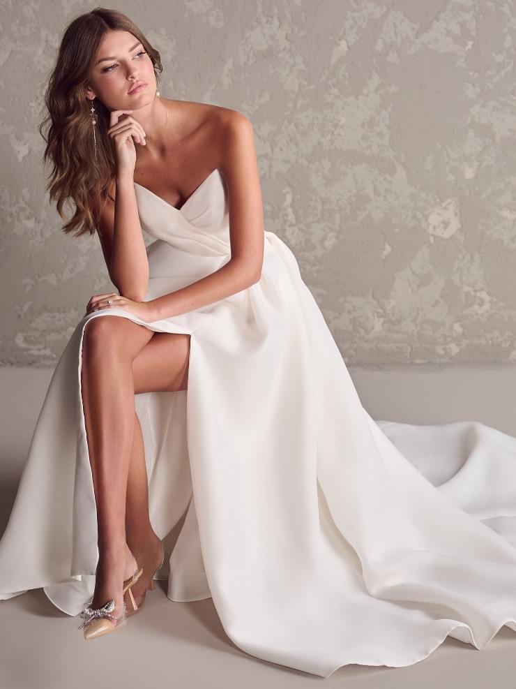 huntington beach wedding dresses Simple A-Line Off the Shoulder White Beach Wedding Dresses with Slit main image 1
