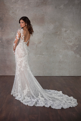 Here & Now Style #D4172 (Bodice Unlined & Clear Beading) #1 (IVRM-PL) IVR LACE & TULLE OV RUM GOWN W PLN TULLE ILLUSION & SLEEVES thumbnail