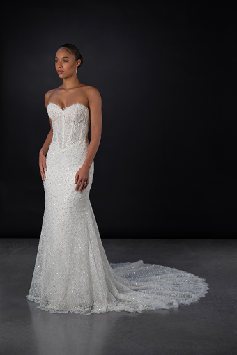 Here & Now Style #1860 (Gown & Sleeves, Tie Up) #2 default (IV-RM) IVORY LACE AND TULLE OVER RUM GOWN thumbnail