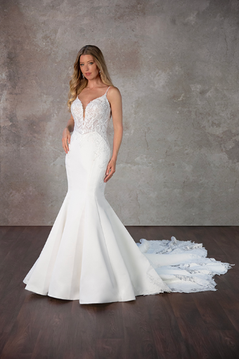 Here & Now Style #D4226 (Ivory Beading) #0 default (IV-PL) Ivory Gown w Porcelain Tulle Plunge thumbnail