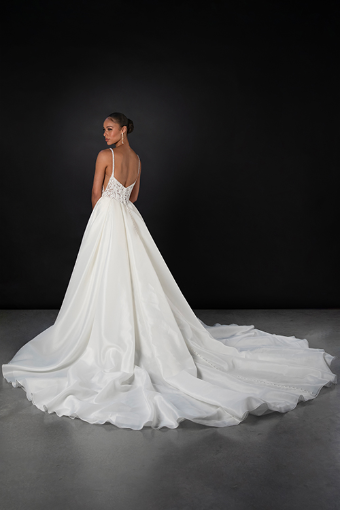 Here & Now Style #1858 (Bodice Unlined) #1 (IV-PL) Ivory Gown w Porcelain Tulle Plunge thumbnail