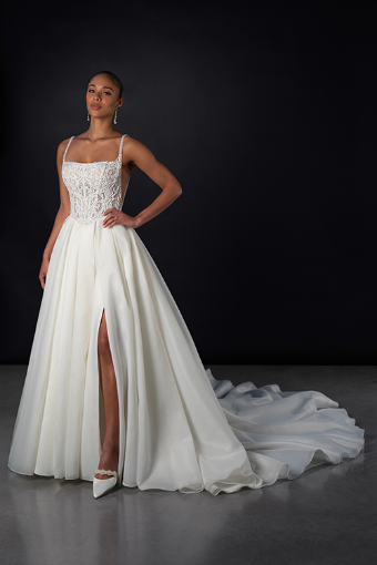 Here & Now Style #1858 (Bodice Unlined) #0 default (IV-PL) Ivory Gown w Porcelain Tulle Plunge thumbnail