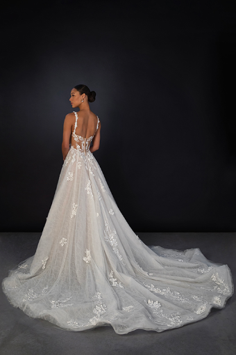 Here & Now Style #ML1899 #1 (IVRM-PL) Ivory Lace & Tulle over Rum Gown w Porcelain Tulle Illusion thumbnail