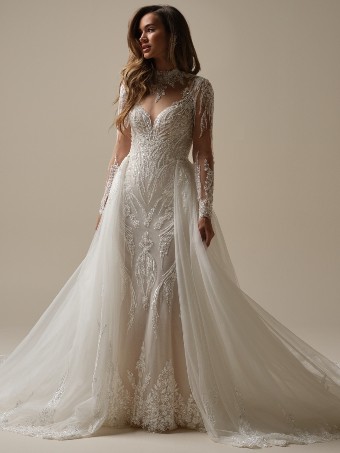 Here & Now Style #TORRENCE (25MZ266A01 - Long sleeves) #1 Ivory/Silver Accent over Soft Nude (gown with Natural Illusion) thumbnail