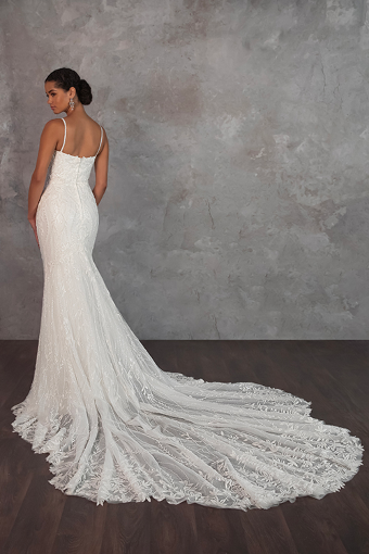 Here & Now Style #D4279 (Glitter Tulle Underlay) #1 (IV-SB) IVORY LACE EMBROIDERY AND TULLE OVER SABLE GOWN thumbnail