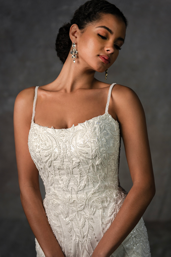 Here & Now Style #D4279 (Glitter Tulle Underlay) #2 default (IV-SB) IVORY LACE EMBROIDERY AND TULLE OVER SABLE GOWN thumbnail