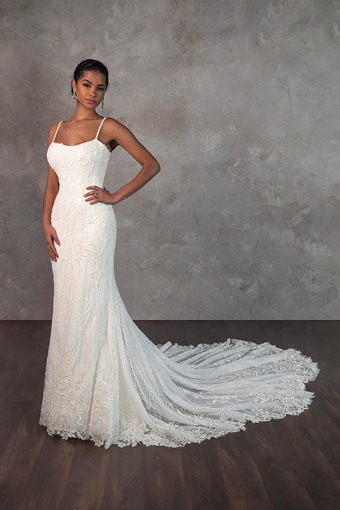 Here & Now Style #D4279 (Glitter Tulle Underlay) #0 default (IV-SB) IVORY LACE EMBROIDERY AND TULLE OVER SABLE GOWN thumbnail