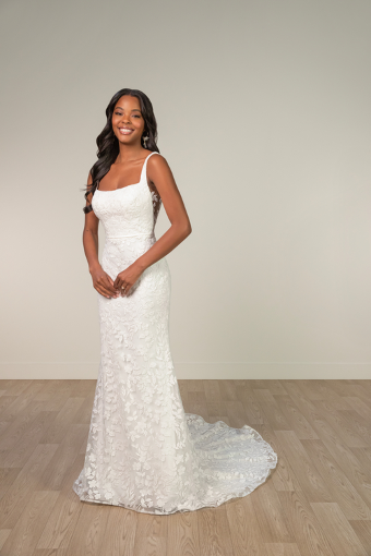 Here & Now Style #SY8253 #0 default (IVIV-PL) Ivory Lace and Tulle over Ivory Gown w Porcelain Tulle Plunge thumbnail