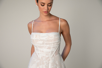 Here & Now Style #8055 #2 default (IV-HZ) IVORY LACE AND TULLE OVER HAZELNUT GOWN thumbnail