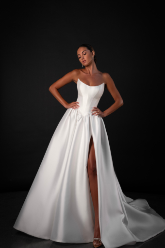 Here & Now Style #ML1962 (Front Split & Tie-Up Back) #2 default (SK-IV) Silk Ivory thumbnail