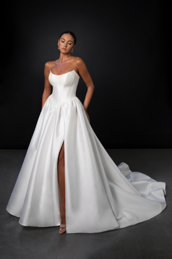 Here & Now Style #ML1962 (Front Split & Tie-Up Back) #0 default (SK-IV) Silk Ivory thumbnail