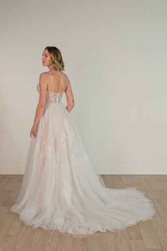 Here & Now Style #SY8153 #1 (IV-BC) IVORY LACE TULLE AND ROYAL ORGANZA OVER BISCOTTI GOWN thumbnail