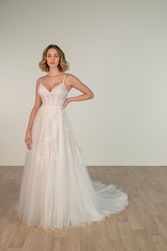 Here & Now Style #SY8153 #0 default (IV-BC) IVORY LACE TULLE AND ROYAL ORGANZA OVER BISCOTTI GOWN thumbnail