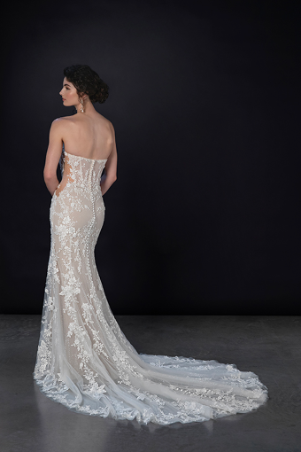 Here & Now Style #1850 (No Front Split) #1 (IVRM-PL) IVR LACE & TULLE OVER RUM GOWN W PORCELAIN TULLE ILLUS & PLNG thumbnail
