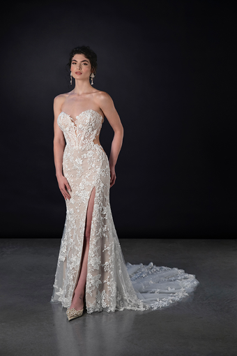 Here & Now Style #1850 (No Front Split) #0 default (IVRM-PL) IVR LACE & TULLE OVER RUM GOWN W PORCELAIN TULLE ILLUS & PLNG thumbnail