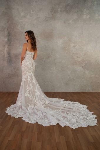 Here & Now Style #D4344 (Glitter Tulle Underlay) #1 (IV-RM) IVORY LACE AND TULLE OVER RUM GOWN thumbnail