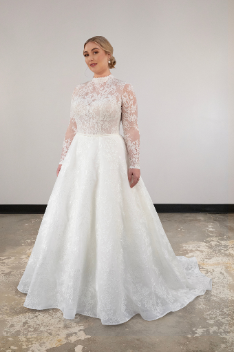 Here & Now Style #D4028 (Bodice Unlined & Long Sleeve) #3 (IV-IV) IVORY LACE AND REGAL ORGANZA OVER IVORY GOWN thumbnail
