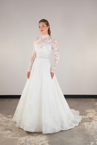 Here & Now Style #D4028 (Bodice Unlined & Long Sleeve) #0 default (IV-IV) IVORY LACE AND REGAL ORGANZA OVER IVORY GOWN thumbnail
