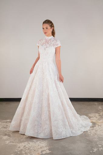Here & Now Style #D4028 (Bodice Unlined & Long Sleeve) #2 (IV-IV) IVORY LACE AND REGAL ORGANZA OVER IVORY GOWN thumbnail