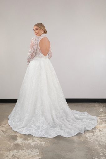 Here & Now Style #D4028 (Bodice Unlined & Long Sleeve) #4 default (IV-IV) IVORY LACE AND REGAL ORGANZA OVER IVORY GOWN thumbnail