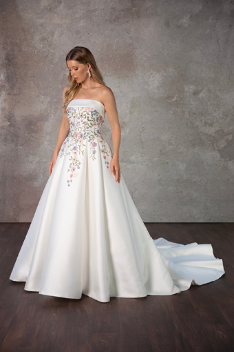 Here & Now Style #D4217 (Clear Beading & Ivory Lace) #0 default (IV-IV) IVORY LACE ON IVORY GOWN thumbnail