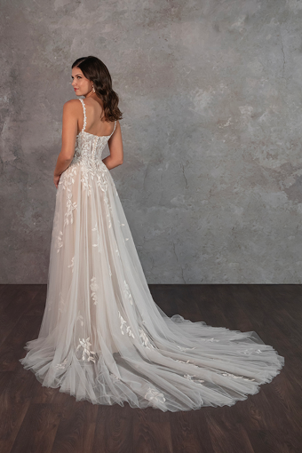Here & Now Style #D4258 #1 (IVRM-PL) IVR LACE & TULLE OVER RUM GOWN W PORCELAIN TULLE ILLUSION thumbnail