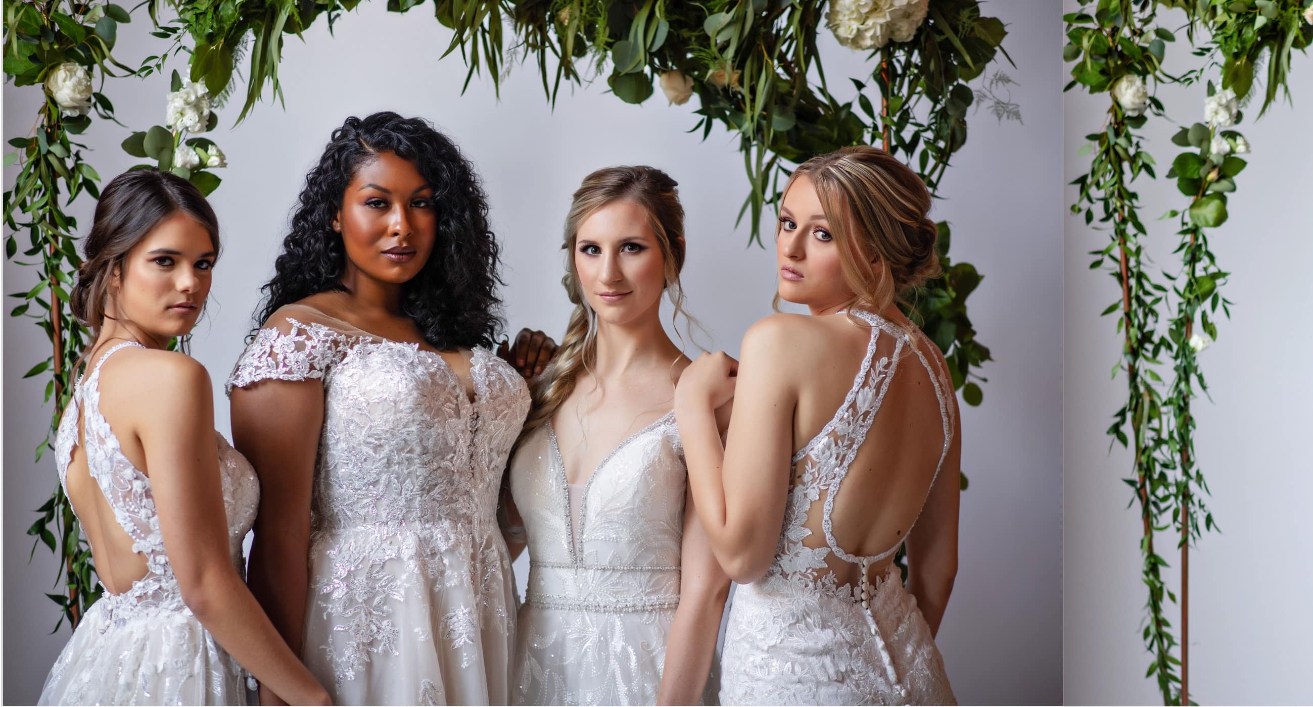 brides in gorgeous, off the rack wedding dresses from here and now bridal in virginia beach