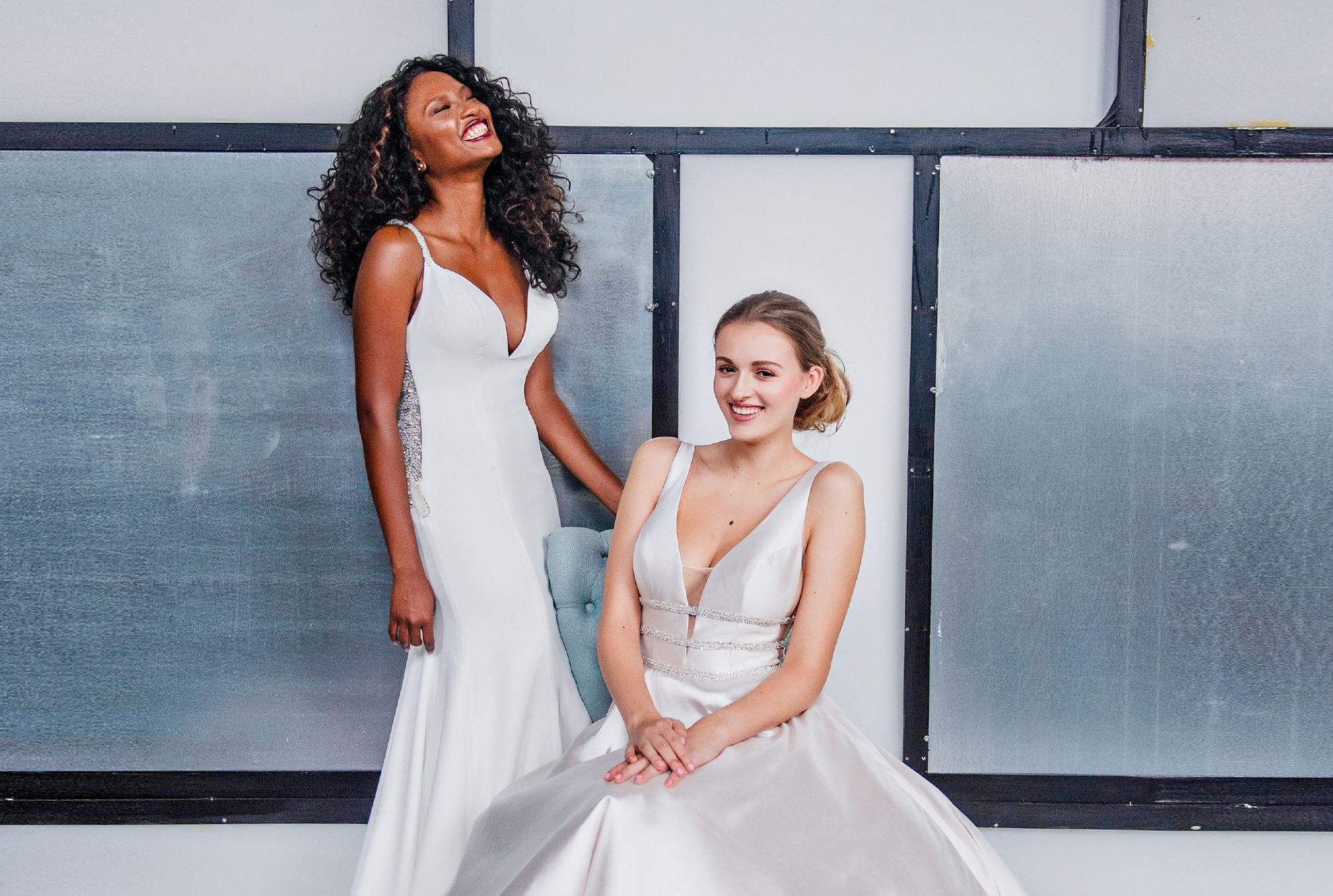 brides in gorgeous, off the rack wedding dresses from here and now bridal in virginia beach